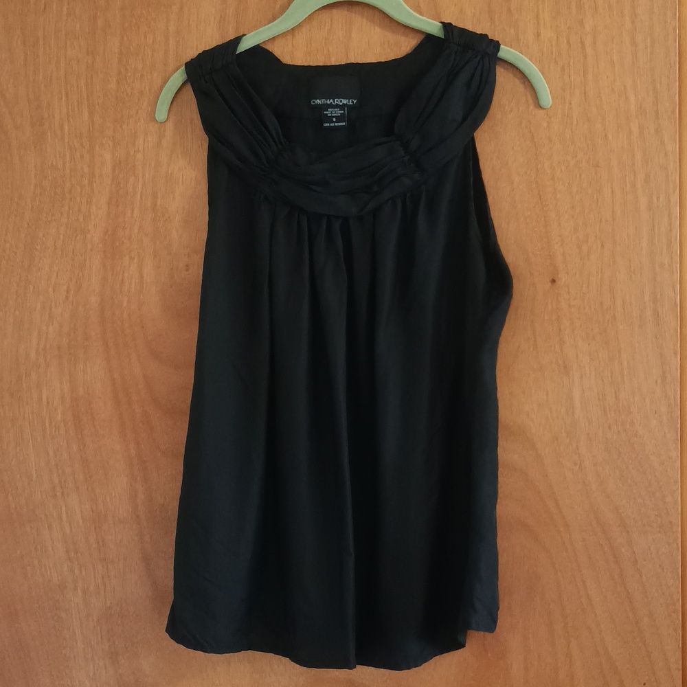 Black Silk Charmeuse Sleeveless Blouse or Camisole - Size Small - Cynthia Rowley